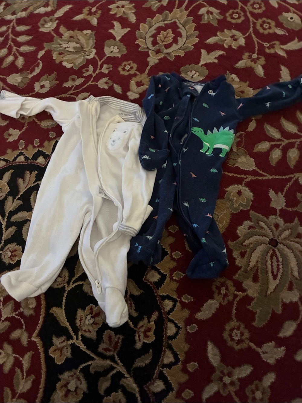 Carter's Navy One-Piece Footed Pajamas with Green Dino